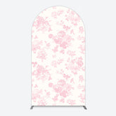 Lofaris Elegant Pink Bow Floral Happy Birthday Arch Backdrop